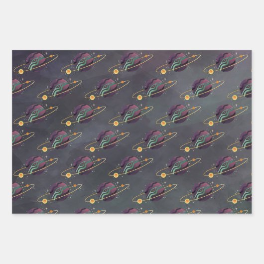 occulte zonneplanet en regenboog inpakpapier vel (Voorkant 3)