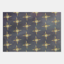 occulte zonneplanet en regenboog inpakpapier vel