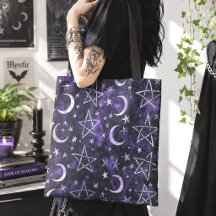 Occultistische gotische maan en pentagrammen