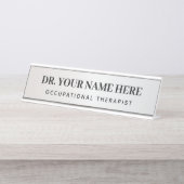 Occupational Therapist Simple Silver Black Kantoor Bureau Naambordje (Voorkant)