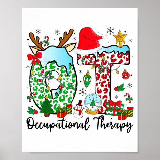 Occupational Therapy Christmas Lights Santa Hat Ot Poster (Voorkant)