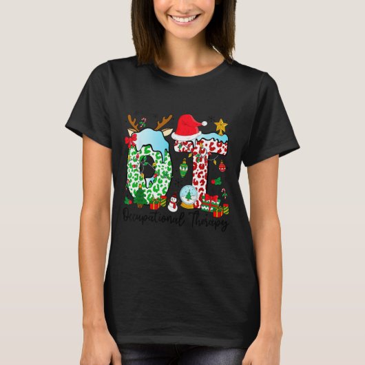 Occupational Therapy Christmas Lights Santa Hat Ot T-shirt (Voorkant)