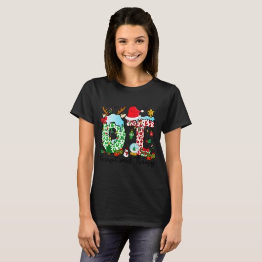 Occupational Therapy Christmas Lights Santa Hat Ot T-shirt (Voorkant volledig)