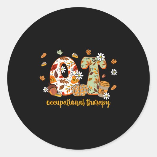 Occupational Therapy Fall Ot Ota Autumn Thanksgivi Ronde Sticker (Voorkant)