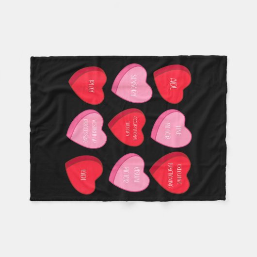 Occupational Therapy Heart Candy Valentine Day Ot  Fleece Deken (Voorkant (Horizontaal))