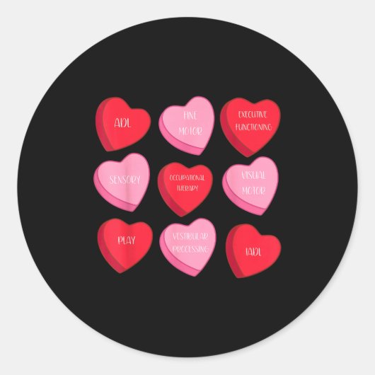 Occupational Therapy Heart Candy Valentine Day Ot  Ronde Sticker (Voorkant)