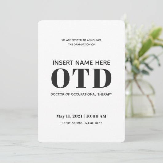 Occupational Therapy OTD Afstuderen aankondiging (Staand voorkant)