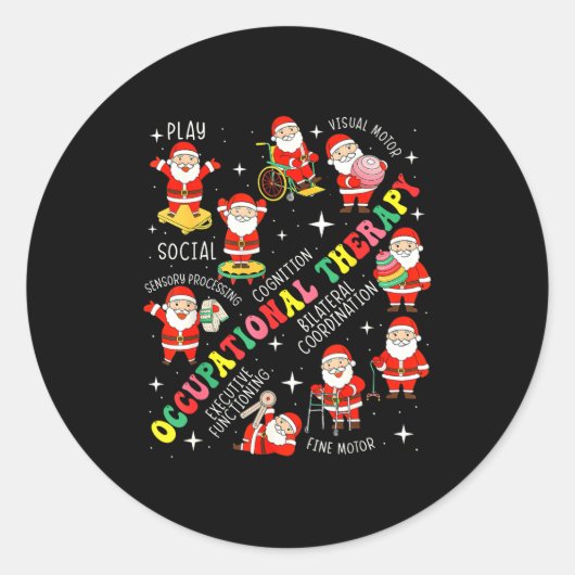 Occupational Therapy Retro Groovy Ot Santa Therast Ronde Sticker (Voorkant)
