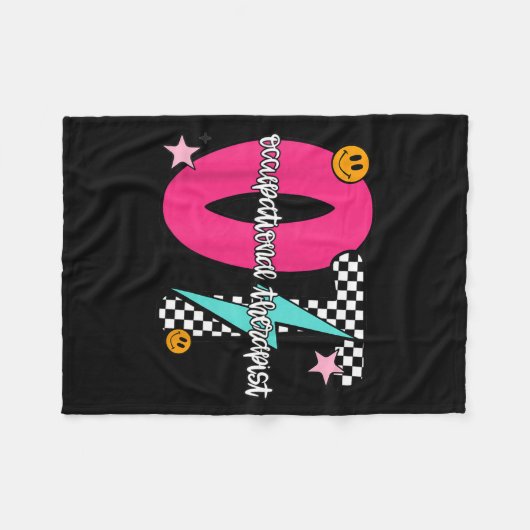 Occupational Therast Retro Checkered Ot Graduation Fleece Deken (Voorkant (Horizontaal))