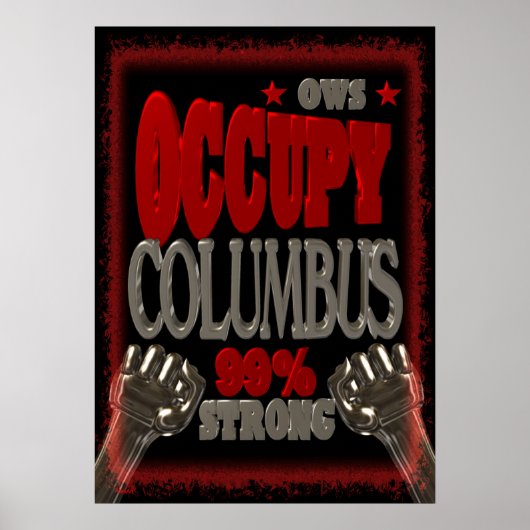Occupy Columbus OWS protesteert 99 procent sterk Poster (Voorkant)