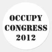 Occupy Congress 2012 Ronde Sticker (Voorkant)