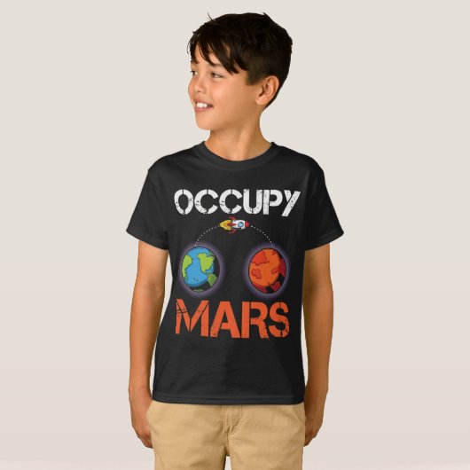 Occupy Mars Austronaut Space Ship Science T-shirt (Voorkant volledig)