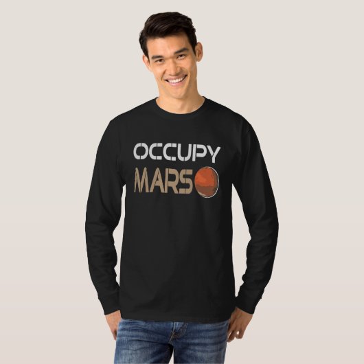 Occupy MARS Retro Awesome Space Planet Adventure P T-shirt (Voorkant volledig)