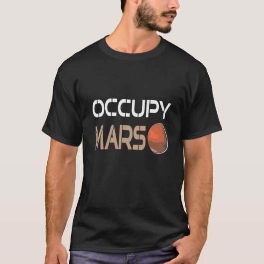 Occupy MARS Retro Geweldige Space Planet Adventure T-shirt (Voorkant)