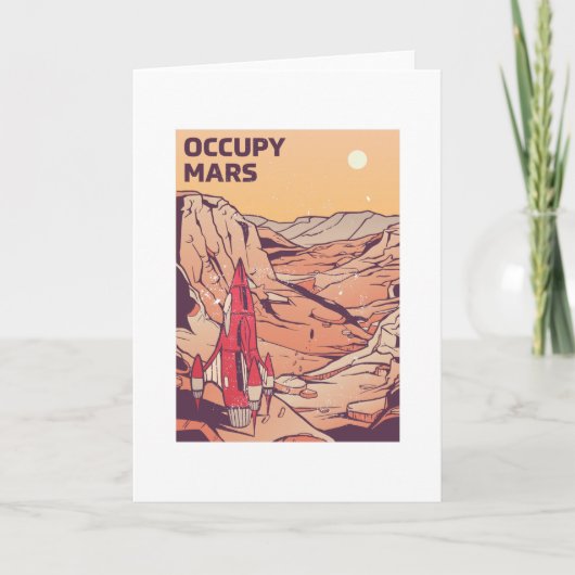 Occupy Mars Retro Space Rocket Gift Kaart (Voorkant)