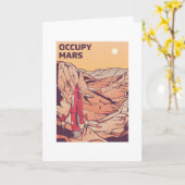 Occupy Mars Retro Space Rocket Gift Kaart (Gele Bloem)