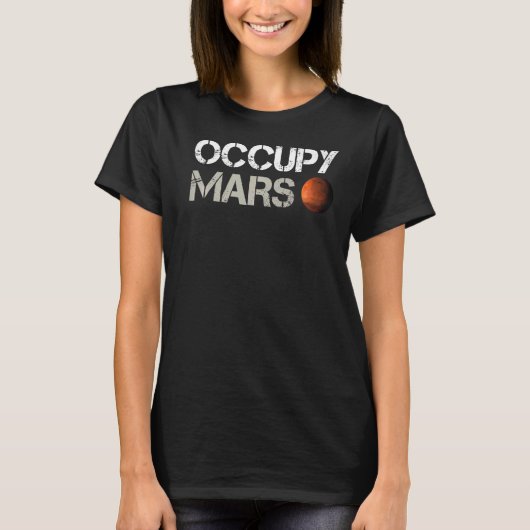 Occupy Mars Wetenschap Nerds Planeten Zonnestelsel T-shirt (Voorkant)