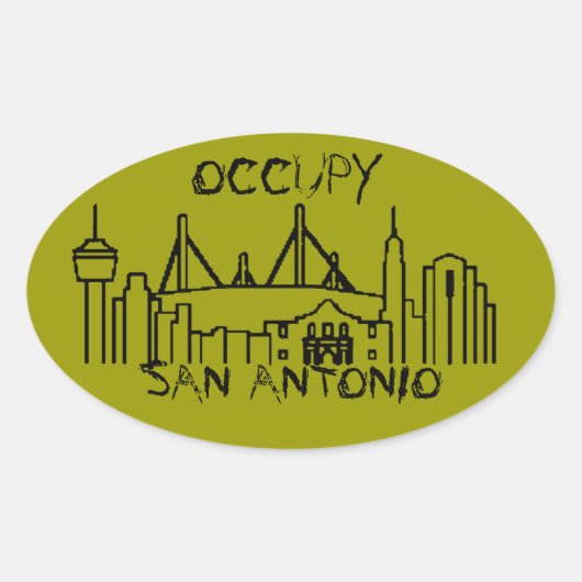 Occupy San Antonio Ovale Sticker (Voorkant)
