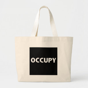 Occupy (wit op zwart) grote tote bag