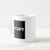 Occupy (wit op zwart) koffiemok (Voorkant links)