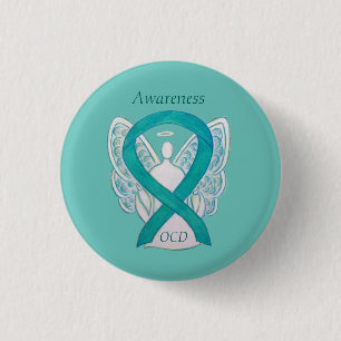 OCD Awareness Ribbon Blauwgroen Guardian Angel Art Ronde Button 3,2 Cm