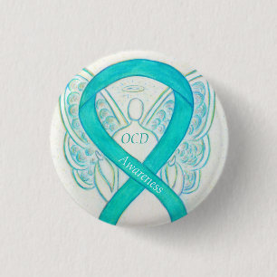 OCD Awareness Ribbon Blauwgroen Guardian Angel Art Ronde Button 3,2 Cm