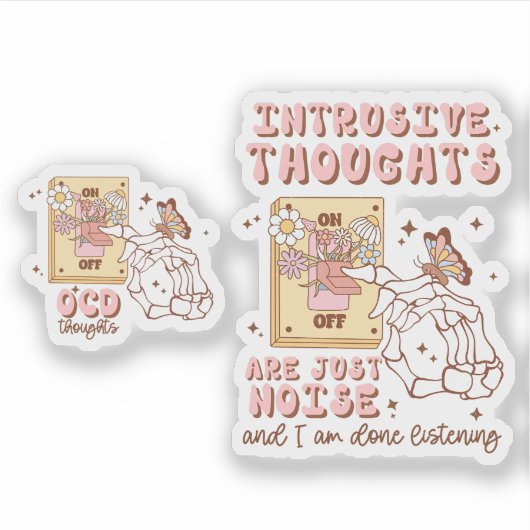 OCD Awareness Whimsical & Colorful Retro  Sticker (Voorkant)