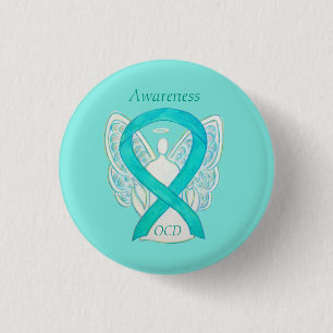 OCD-bewustzijnslint Turkoois Engelbewaarder Kunsts Ronde Button 3,2 Cm