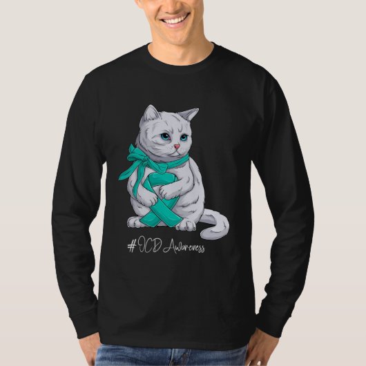 OCD-bewustzijnsmaand Lint Kat T-shirt (Voorkant)