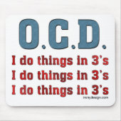 OCD I Doe dingen in 3's Muismat (Voorkant)