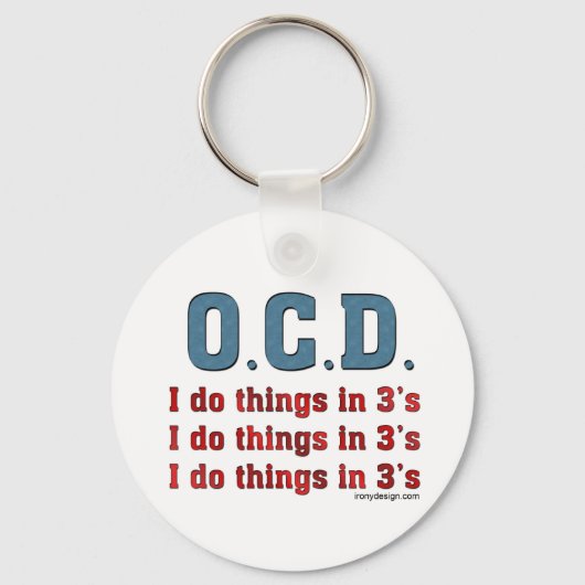 OCD I Doe dingen in 3's Sleutelhanger (Achterkant)