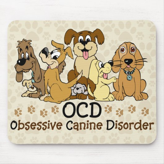 OCD Obsessief Canine Disorder Funny Dog Muismat (Voorkant)