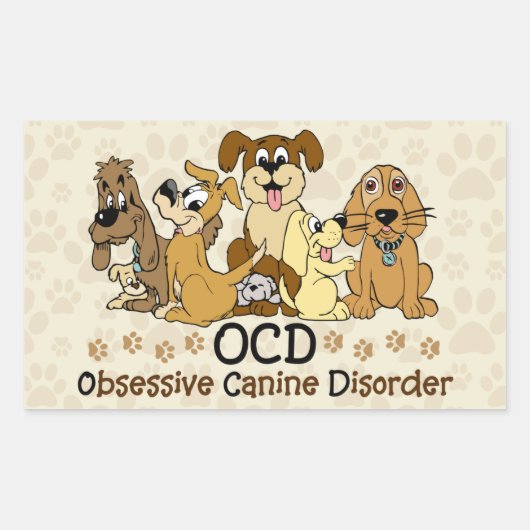 OCD Obsessief Canine Disorder Rechthoekige Sticker (Voorkant)