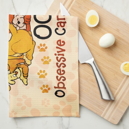 OCD Obsessief-Canine Disorder Sinaasappel Theedoek (Quarter Fold)