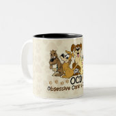 OCD Obsessief Canine Disorder Tweekleurige Koffiemok (Voorkant links)
