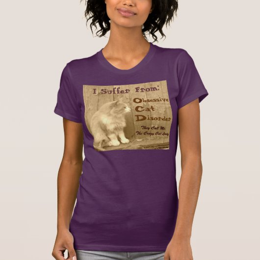 OCD: Obsessief-Cat Disorder Shirt - Goud (Voorkant)