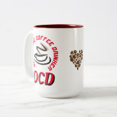 OCD/Obsessief Coffee Drinker Tweekleurige Koffiemok (Voorkant links)