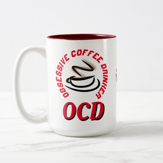 OCD/Obsessief Coffee Drinker Tweekleurige Koffiemok (Links)