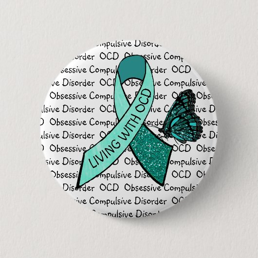 OCD Obsessief Compulsive Disorder Awareness Ribbon Ronde Button 5,7 Cm (Voorkant)