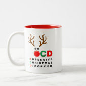 OCD Obsessief-kerstziekte grappige vakantie-mok Tweekleurige Koffiemok (Links)
