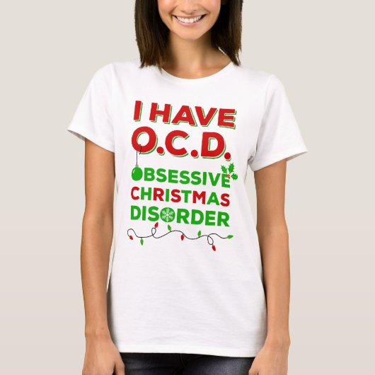 OCD Obsessief-kerstziekte T-shirts (Voorkant)