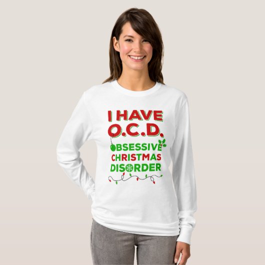 OCD Obsessief-kerstziekte T-shirts (Voorkant volledig)