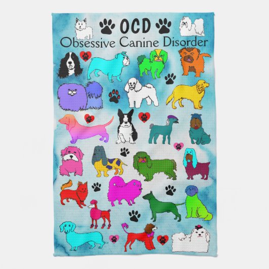 OCD Obsessieve Canine Disorder Keukendoek Theedoek (Verticaal)
