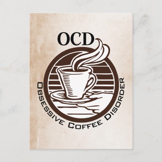 OCD: Obsessieve-Coffiestoornis Briefkaart (Voorkant)