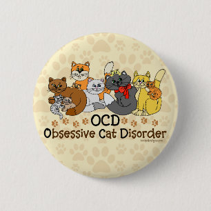 OCD obsessieve kat stoornis Ronde Button 5,7 Cm