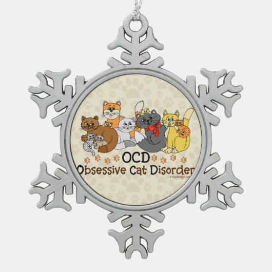 OCD obsessieve kat stoornis Tin Sneeuwvlok Ornament (Voorkant)