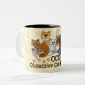 OCD obsessieve kat stoornis Tweekleurige Koffiemok (Voorkant links)