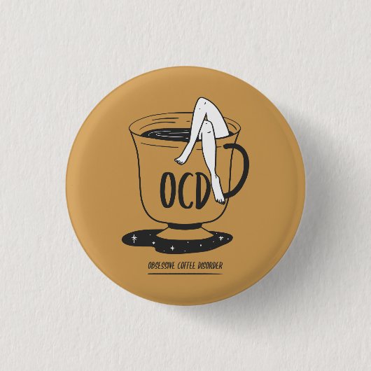 OCD - Obsessieve Koffieaandoening Pinback Button (Voorkant)