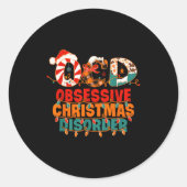 Ocd Obsessive Christmas Disorder Funny Christmas Ronde Sticker (Voorkant)