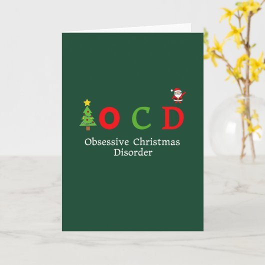 OCD Obsessive Christmas Disorder Funny Holiday Pun Kaart (Gele Bloem)